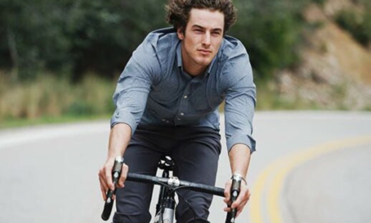Woodies Performance Shirt on a bike