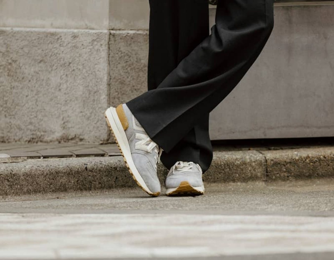 man on street wearing new balance todd snyder sneaker